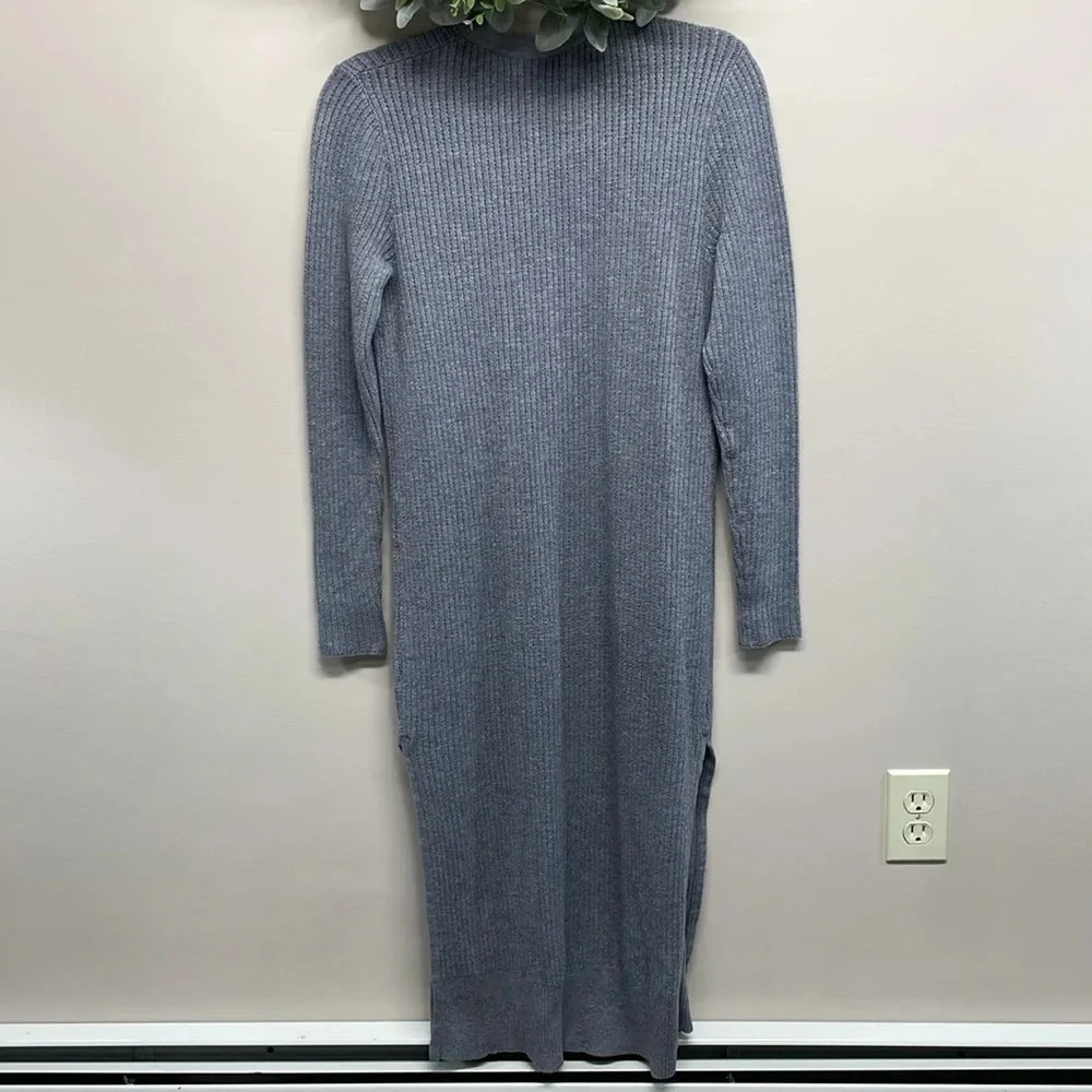 Athleta Long Sweater Duster Cardigan Merino Wool Blend Blue Gray S